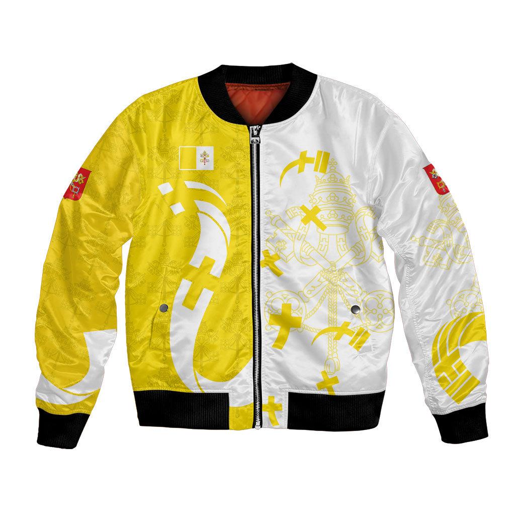 Coat Of Arms Flag of Vatican City Bomber Jacket Catholic Cross Heritage Symbol