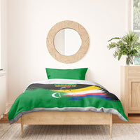 Comoros Independence Day Bedding Set Comorian Flag Brush Stroke National Pride Graphic