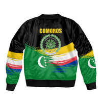 Comoros Independence Day Bomber Jacket Comorian Flag Brush Stroke National Pride Graphic