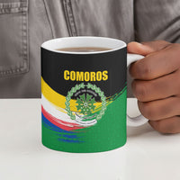 Comoros Independence Day Ceramic Mug Comorian Flag Brush Stroke National Pride Graphic