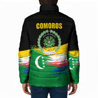 Comoros Independence Day Padded Jacket Comorian Flag Brush Stroke National Pride Graphic