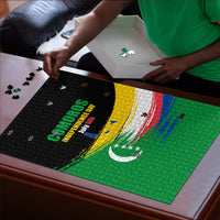 Comoros Independence Day Puzzle Comorian Flag Brush Stroke National Pride Graphic