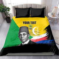 Personalized Comoros Independence Day Bedding Set Ahmed Abdallah Vintage Portrait Sketch