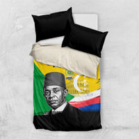 Personalized Comoros Independence Day Bedding Set Ahmed Abdallah Vintage Portrait Sketch