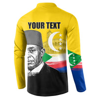 Personalized Comoros Independence Day Button Sweatshirt Ahmed Abdallah Vintage Portrait Sketch