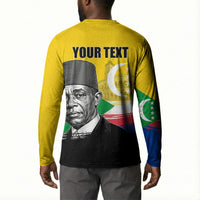 Personalized Comoros Independence Day Button Sweatshirt Ahmed Abdallah Vintage Portrait Sketch