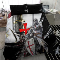 Knights Templar Crusader Bedding Set Medieval Armor Red Cross Shield