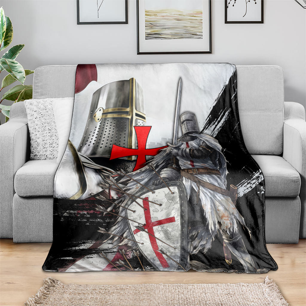 Knights Templar Crusader Blanket Medieval Armor Red Cross Shield