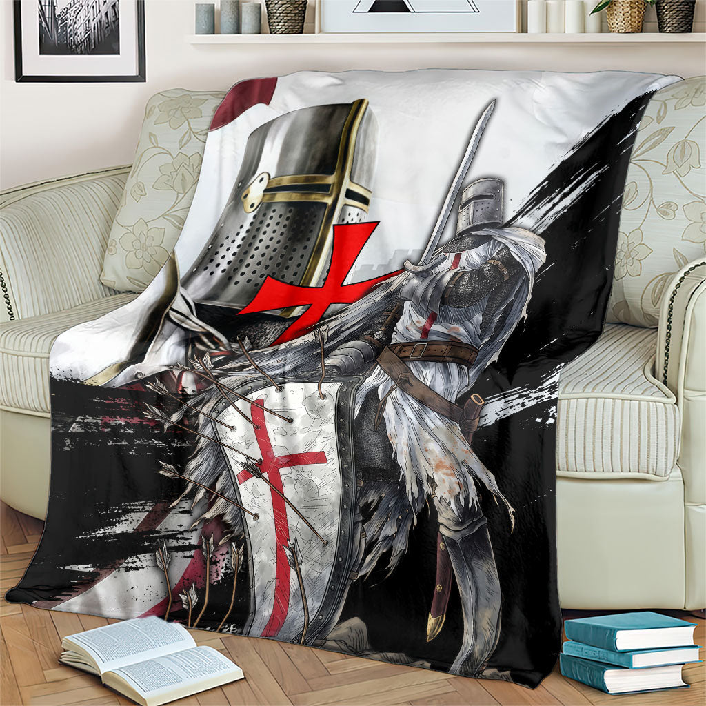 Knights Templar Crusader Blanket Medieval Armor Red Cross Shield