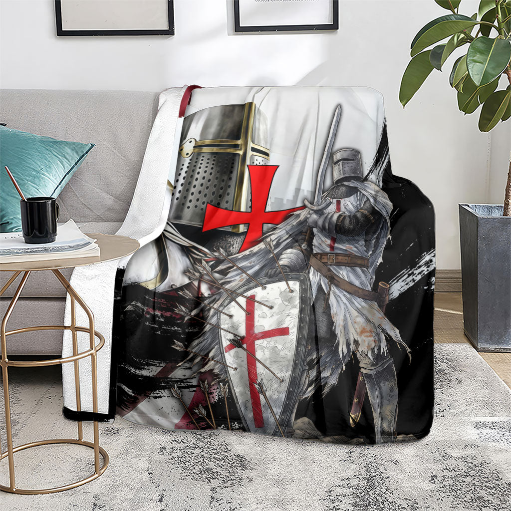 Knights Templar Crusader Blanket Medieval Armor Red Cross Shield