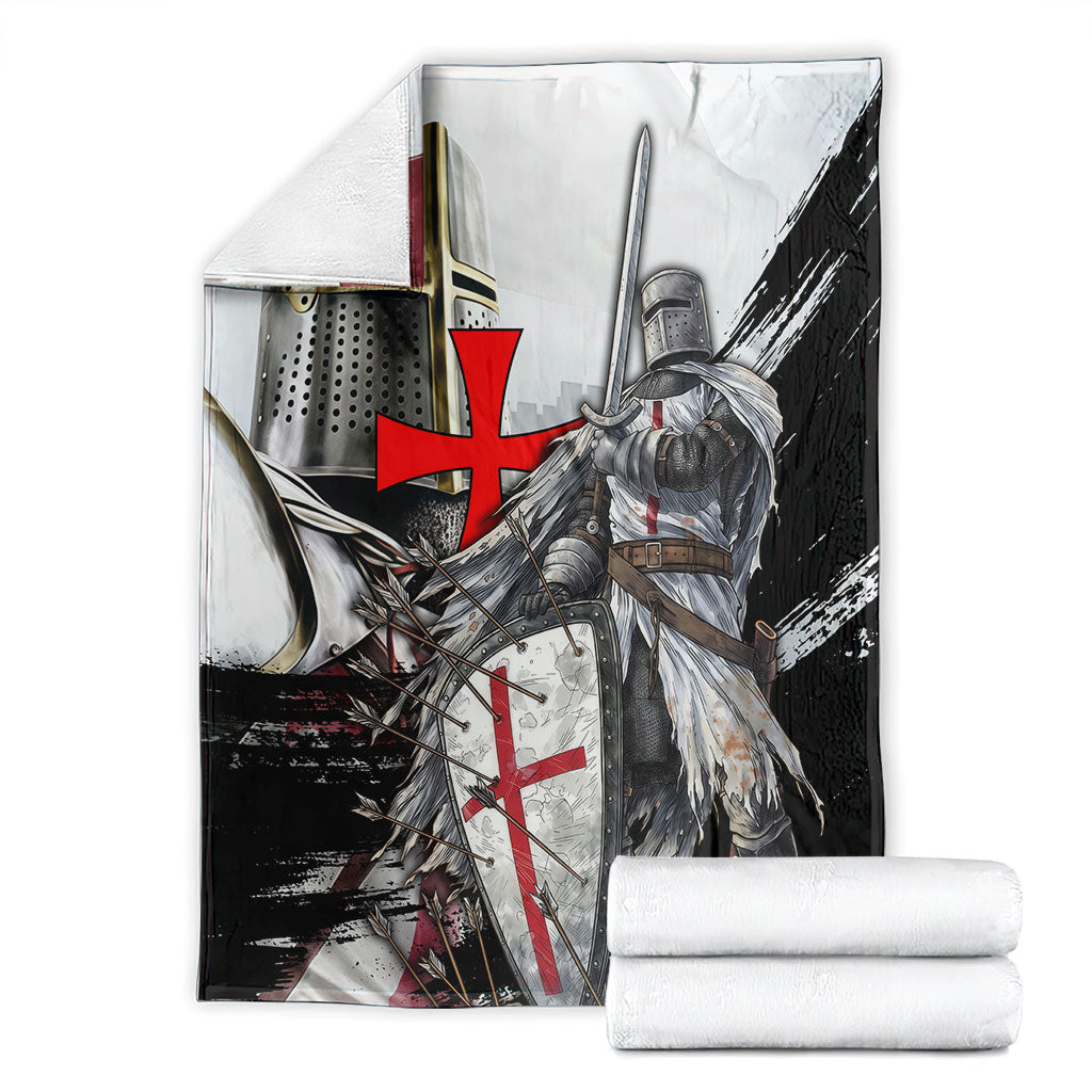 Knights Templar Crusader Blanket Medieval Armor Red Cross Shield