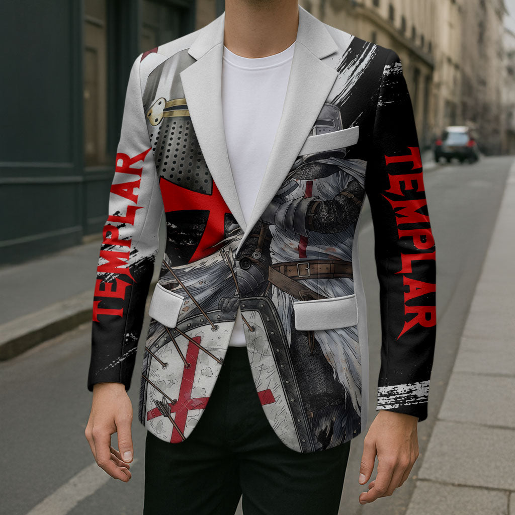 Knights Templar Crusader Blazer Medieval Armor Red Cross Shield