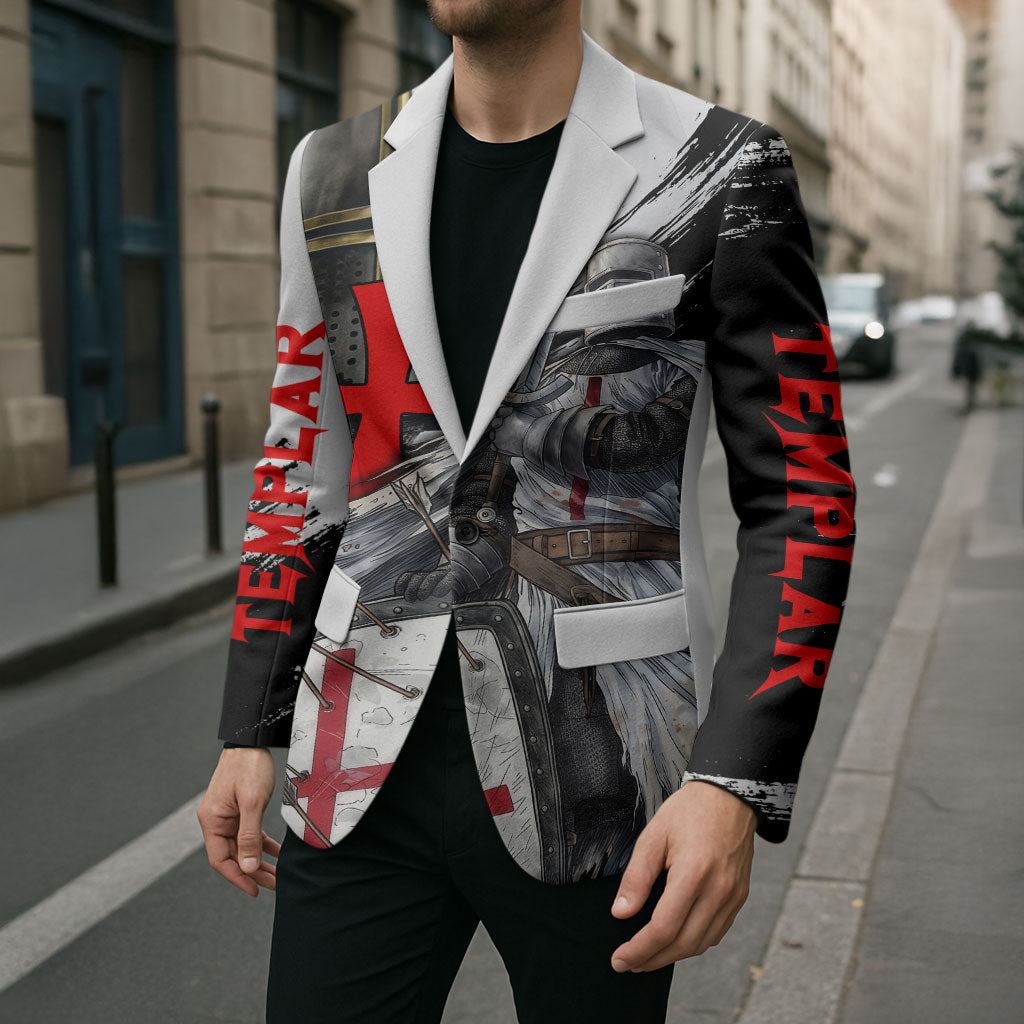 Knights Templar Crusader Blazer Medieval Armor Red Cross Shield