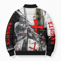 Knights Templar Crusader Bomber Puffer Jacket Medieval Armor Red Cross Shield