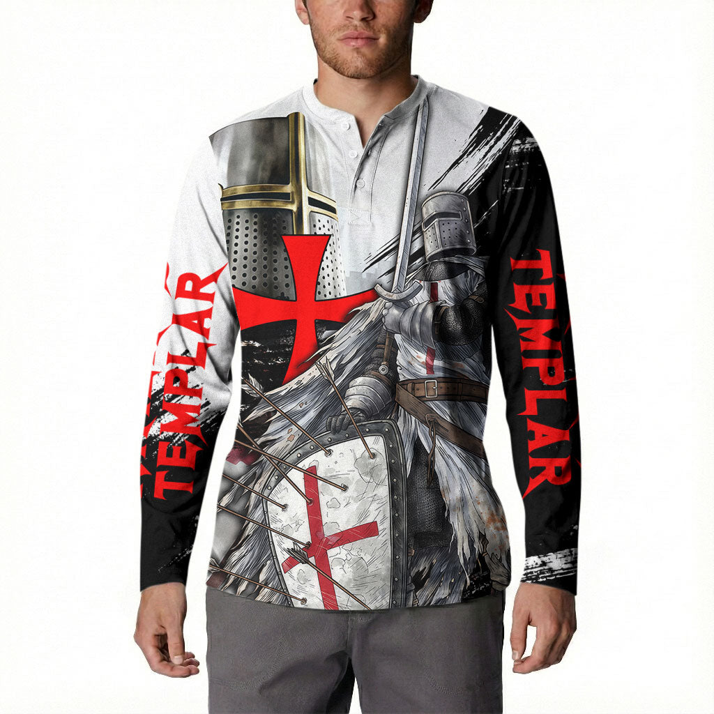 Knights Templar Crusader Button Sweatshirt Medieval Armor Red Cross Shield