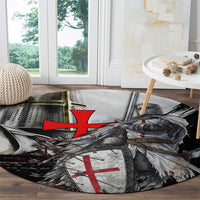 Knights Templar Crusader Round Carpet Medieval Armor Red Cross Shield