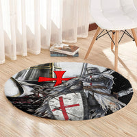 Knights Templar Crusader Round Carpet Medieval Armor Red Cross Shield