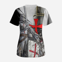 Knights Templar Crusader Scrub Top Medieval Armor Red Cross Shield