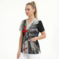 Knights Templar Crusader Scrub Top Medieval Armor Red Cross Shield