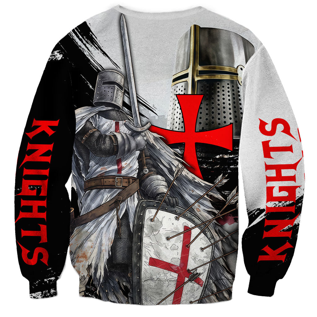 Knights Templar Crusader Sweatshirt Medieval Armor Red Cross Shield