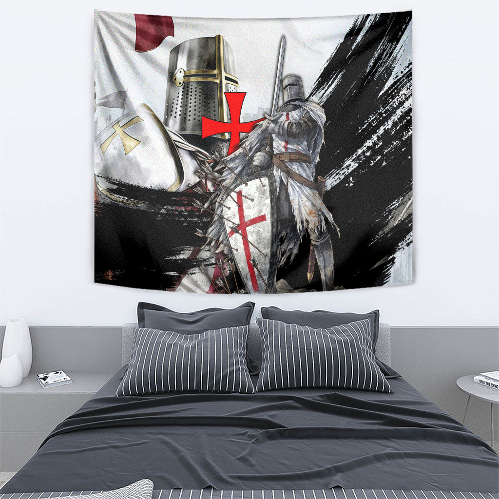 Knights Templar Crusader Tapestry Medieval Armor Red Cross Shield