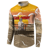 Black Cowboy Bill Pickett Button Sweatshirt Retro Sunset Western Design