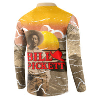 Black Cowboy Bill Pickett Button Sweatshirt Retro Sunset Western Design