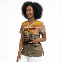 Black Cowboy Bill Pickett Scrub Top Retro Sunset Western Design