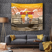 Black Cowboy Bill Pickett Tapestry Retro Sunset Western Design