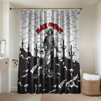 Black Cowboy Nat Love Bathroom Set Comic Style Desert Line Art Red Typography