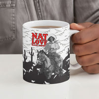 Black Cowboy Nat Love Ceramic Mug Comic Style Desert Line Art Red Typography