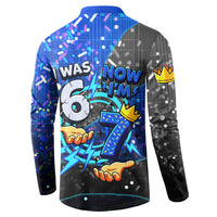 7th Birthday Boys Button Sweatshirt I was 6 Now Im 7 Gaming And Tech Theme