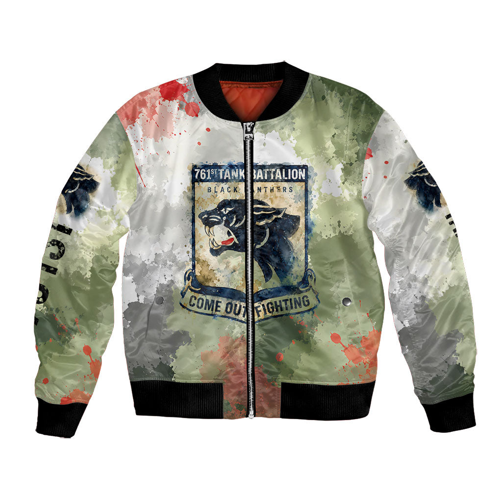 761st Tank Battalion Bomber Jacket Black Panthers - Come Out Fighting - Military Watercolor