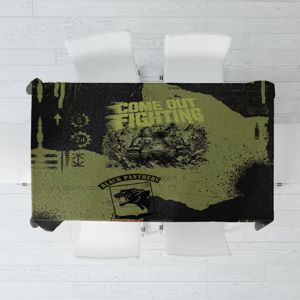 761st Tank Battalion Original Black Panthers Tablecloth Come Out Fighting - Sherman Tank Military - Distressed Scratch