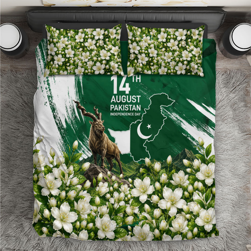 Pakistan Independence Day August 14 Bedding Set Patriotic Markhor Heritage Landmarks And Jasmine