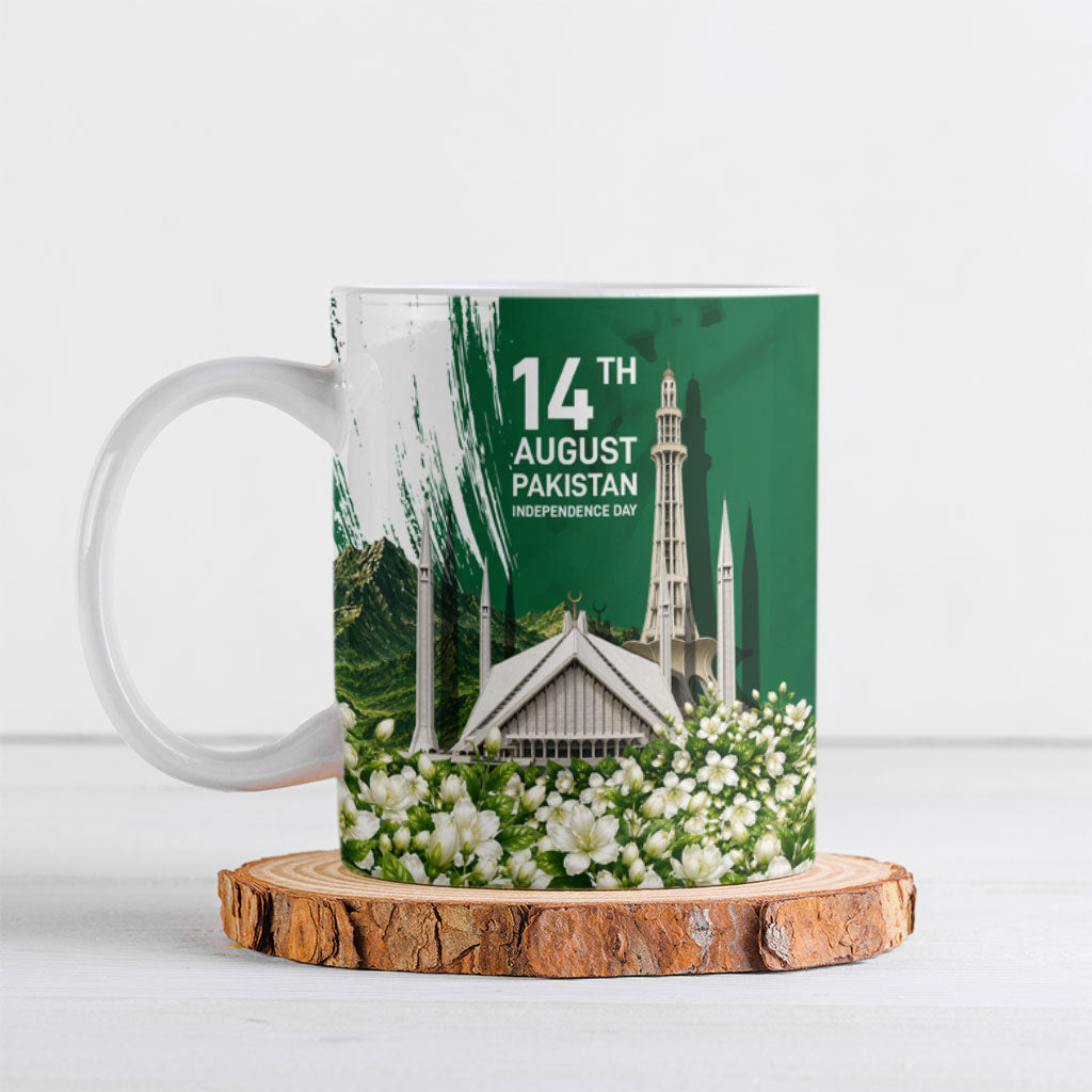 Pakistan Independence Day August 14 Ceramic Mug Patriotic Markhor Heritage Landmarks And Jasmine