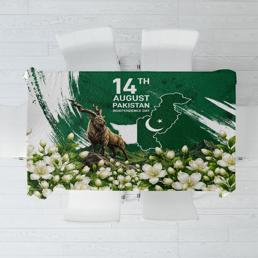 Pakistan Independence Day August 14 Tablecloth Patriotic Markhor Heritage Landmarks And Jasmine