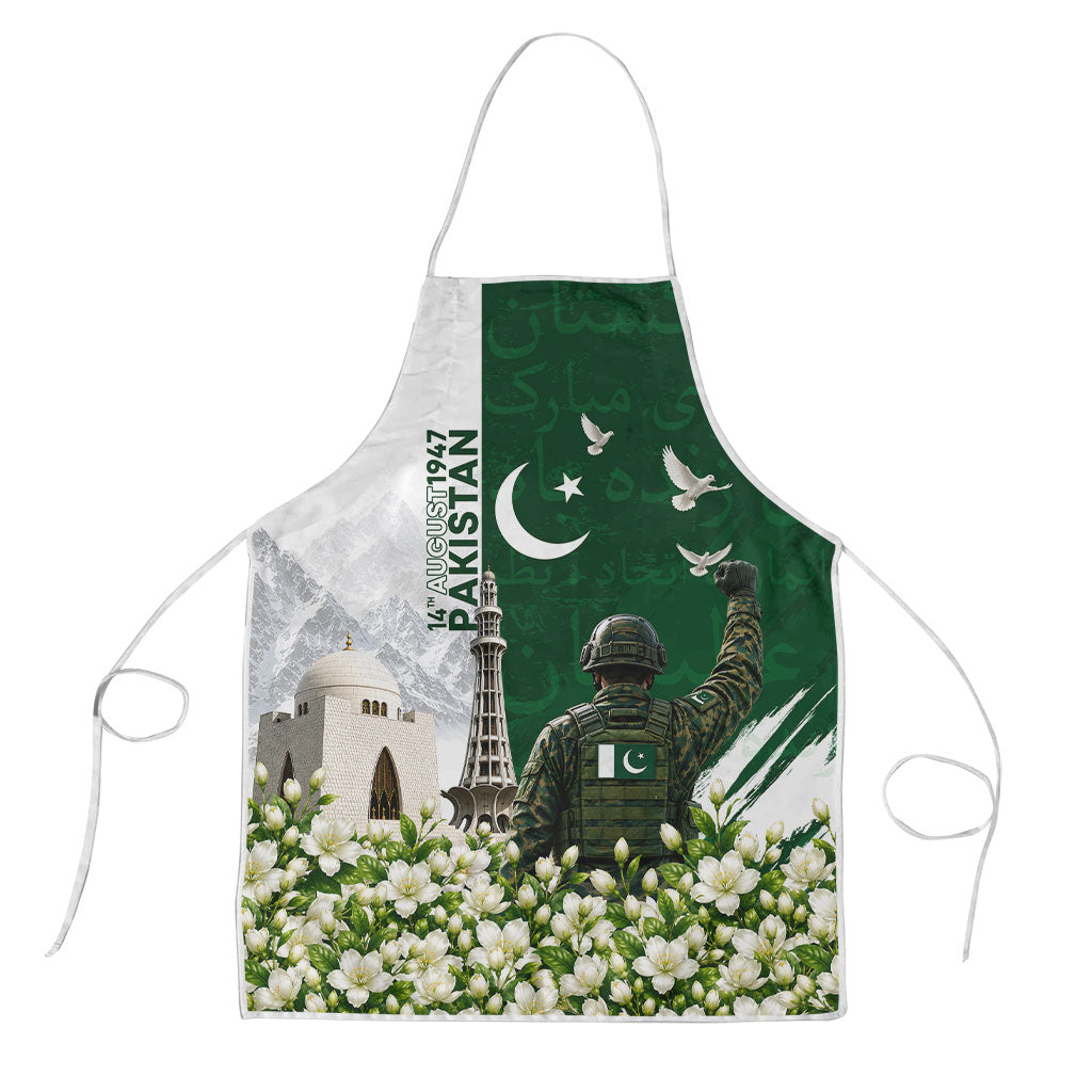 Pakistan Independence Day Apron Patriotic Soldier Heritage Landmarks And Jasmine
