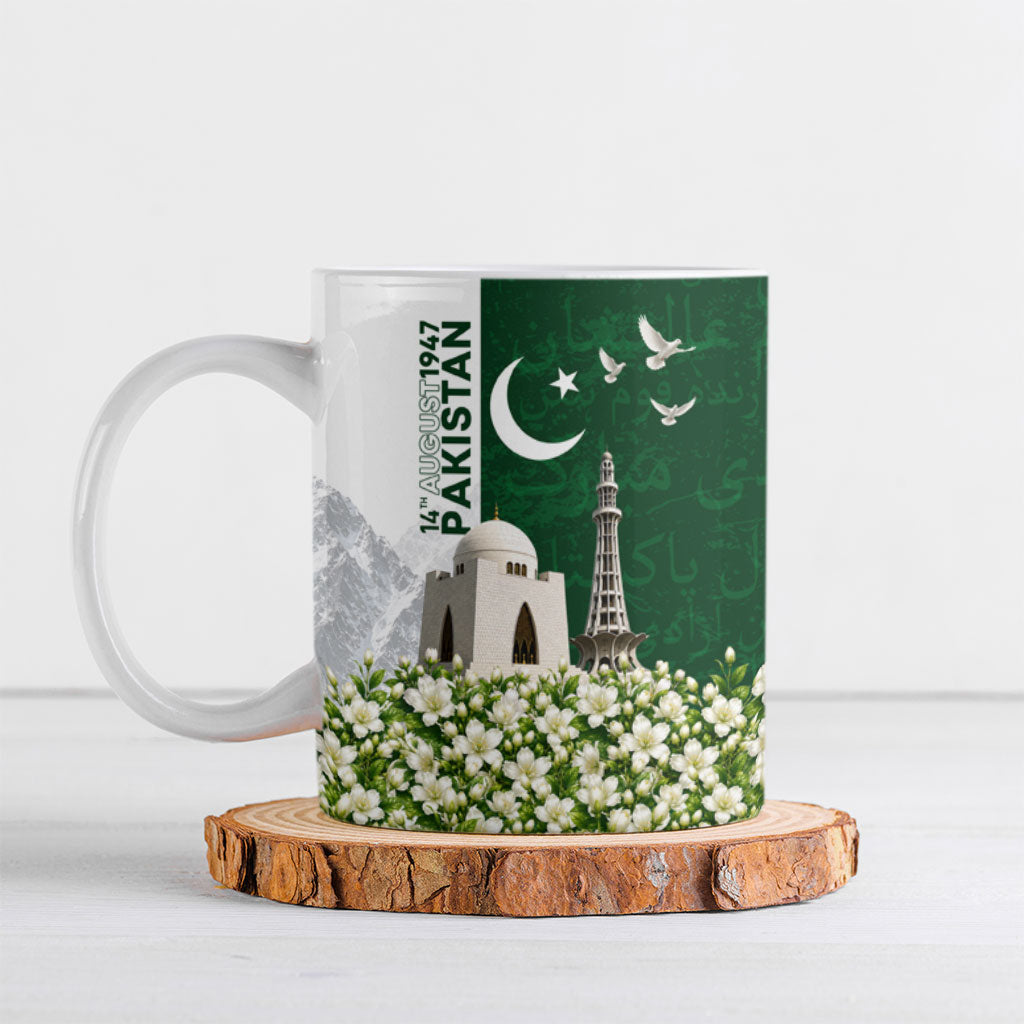 Pakistan Independence Day Ceramic Mug Patriotic Soldier Heritage Landmarks And Jasmine