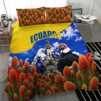 Ecuador Independence Day Bedding Set Patriotic Andean Condor Monument And Mountain