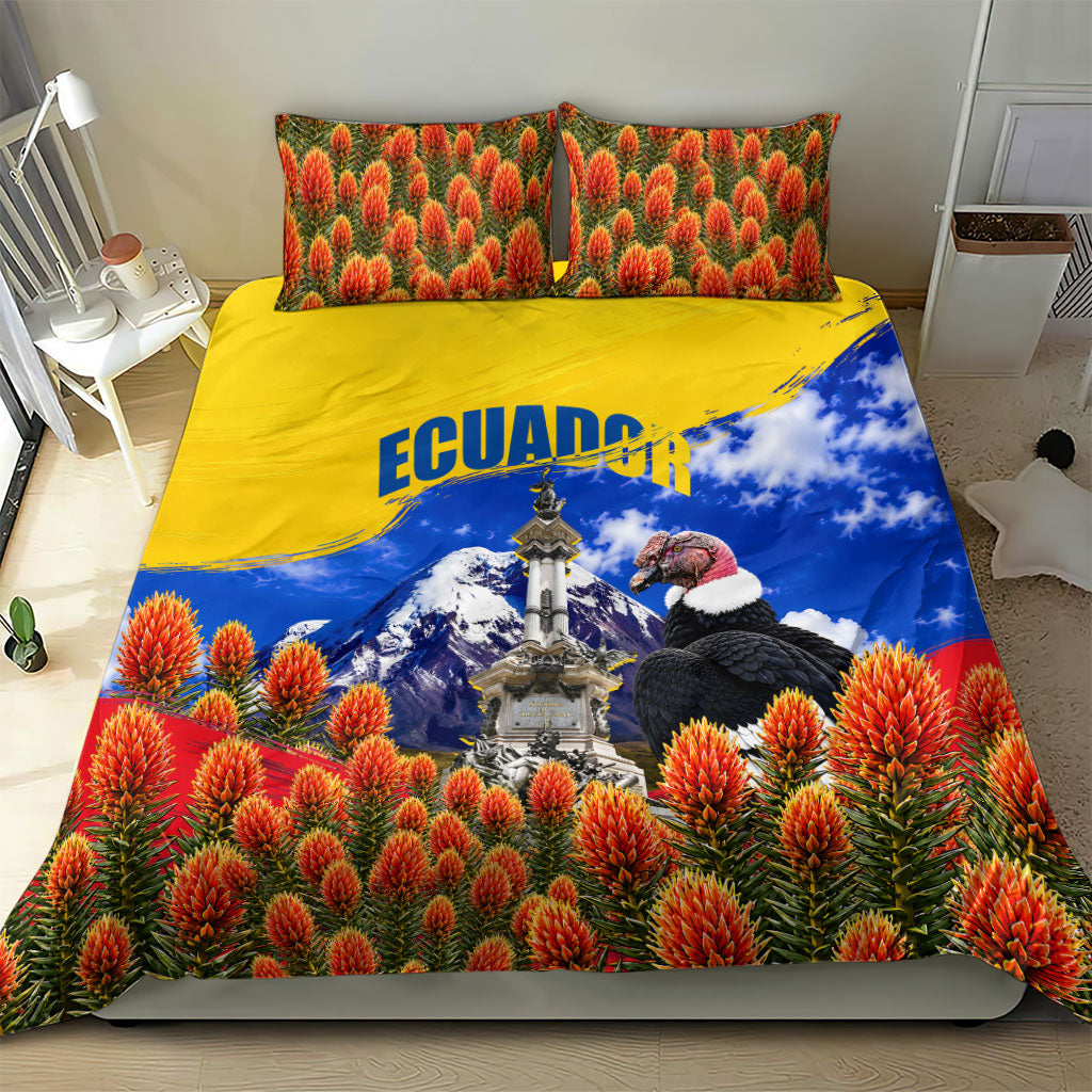 Ecuador Independence Day Bedding Set Patriotic Andean Condor Monument And Mountain