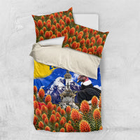 Ecuador Independence Day Bedding Set Patriotic Andean Condor Monument And Mountain