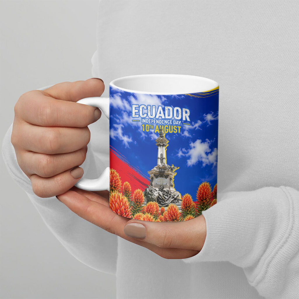 Ecuador Independence Day Ceramic Mug Patriotic Andean Condor Monument And Mountain