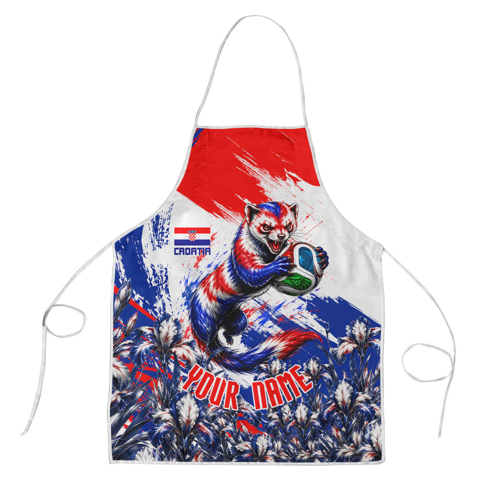 Personalized Croatia Marten Soccer Apron Croatian Flag Abstract Brush Stroke