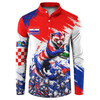 Personalized Croatia Marten Soccer Button Sweatshirt Croatian Flag Abstract Brush Stroke