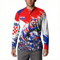 Personalized Croatia Marten Soccer Button Sweatshirt Croatian Flag Abstract Brush Stroke