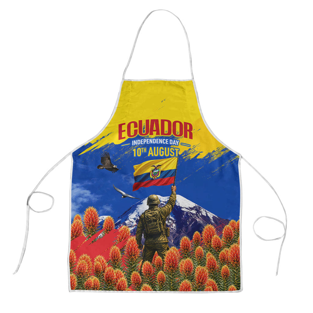 Ecuador Independence Day August 10 Apron Patriotic Heritage Virgin Statue And Soldier