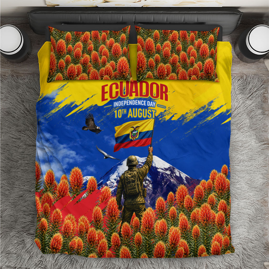 Ecuador Independence Day August 10 Bedding Set Patriotic Heritage Virgin Statue And Soldier