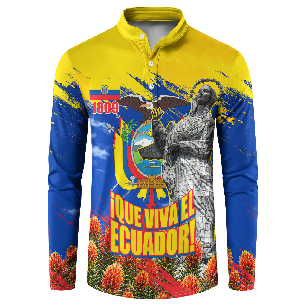 Ecuador Independence Day August 10 Button Sweatshirt Patriotic Heritage Virgin Statue And Soldier