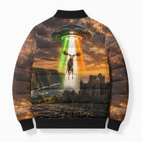 Ireland UFO Bomber Puffer Jacket Irish Landscape Answer The Call